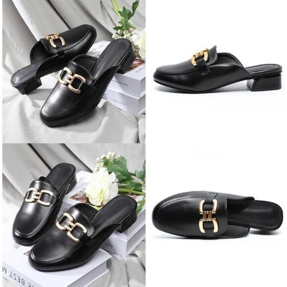 🆕Women's Black Fabric Loafers Backless Mules Round Toe Slip On Flats Casual - Picture 6 of 7